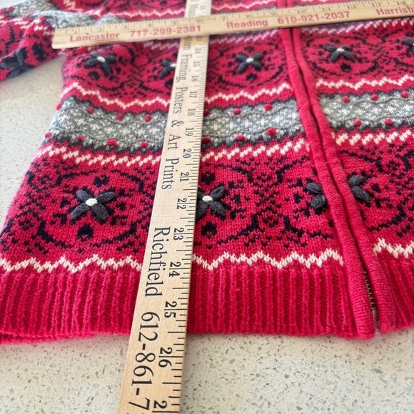 Vintage B. Moss X-Large Cardigan Sweater 3D FairIsle Nordic Print CabinCore Y2K - Picture 10 of 12